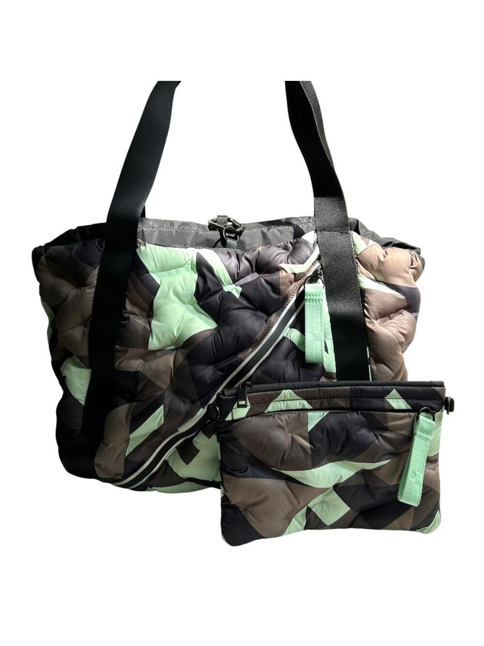 Go Dash Dot Gemma Mint Chip Puffy Tote 2 Bags! NWOT